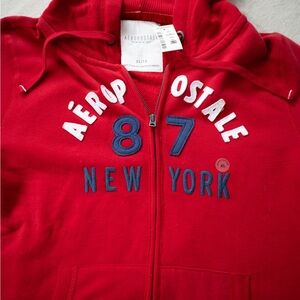 Aeropostale Full Zip Up Hoodie Women Red Size XL Y2K New W/Tags